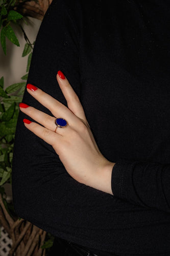 Bague 53 Ginette NY Bague Ever Lapis Disc Ring Or rose Lapis lazuli 58 Facettes 4970139RV