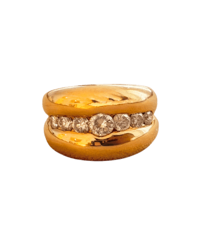 Bague 53 Bague double jonc bandeau en or jaune 18 carats et diamants 58 Facettes