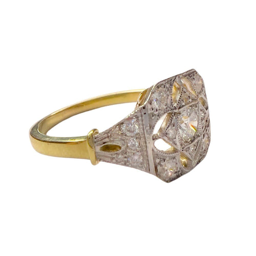 Bague 52 Bague en or avec diamants, design Art Déco 1930 58 Facettes Q353B