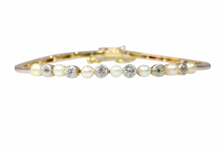 Bracelet L'élégance des années 1920 : bracelet Art déco en diamants et perles 58 Facettes 24137-0350