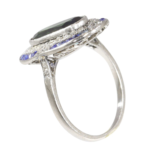 Bague 54 Élégance Art Déco Vintage : Bague Saphir et Diamant au Passé Passionné 58 Facettes 23271-0609