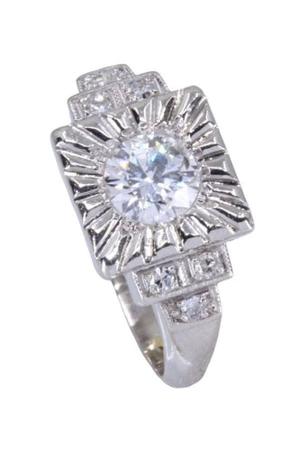 Bague 56 Bague platine art-déco diamants 58 Facettes 089681
