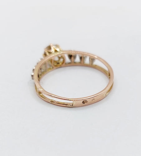 Bague 51.5 Bague victorienne or rose et argent, diamant et diamants 58 Facettes A05591