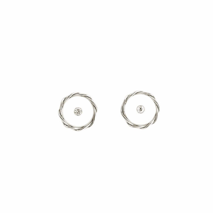 Boucles d'oreilles diamants nacre platine et or jaune