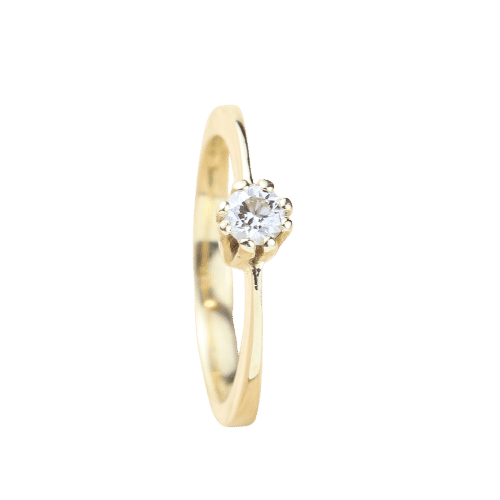 Bague Bague solitaire en or jaune avec diamant taille brillant 58 Facettes 130003