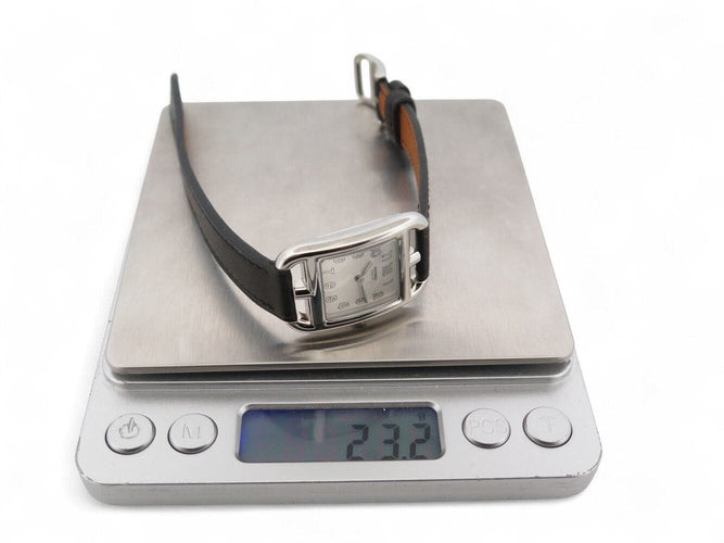 Montre montre HERMES cape cod pm cc1.210a quartz 33 mm en acier et cuir noir 58 Facettes 270891