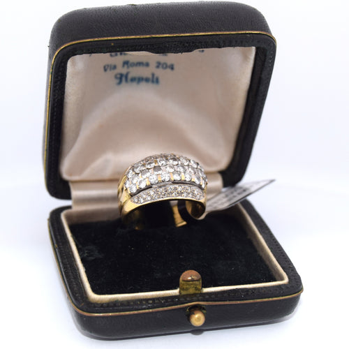 Bague 53 Bague vintage en or jaune 18k avec diamants brillants 1,00 ct 58 Facettes