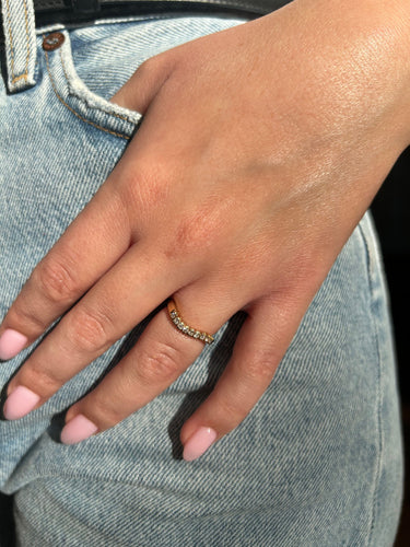 Bague 49 Demi alliance - Or jaune et diamants 58 Facettes 1124