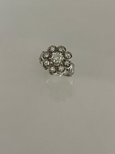Bague Bague Fleur Diamants Taille Ancienne 58 Facettes