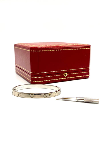 Bracelet Cartier - Bracelet Love Classique en or gris 18k (T. 19) 58 Facettes