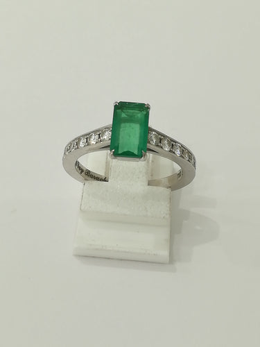 Bague Emeraude Diamants Or Blanc