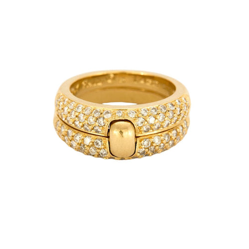 Bague 53 A.ROURE - « CHUT….JE T’AIME » - Bague ouvrante or jaune et diamants 58 Facettes GU09