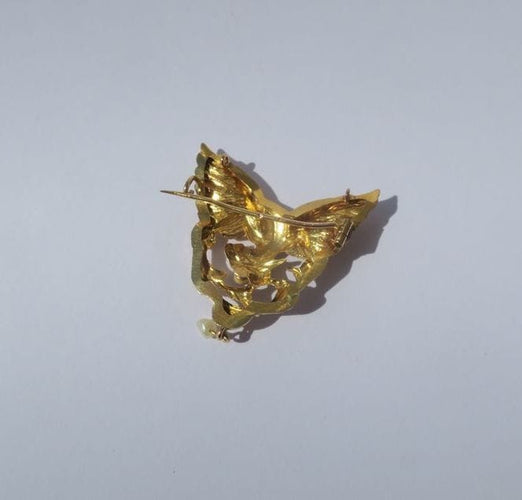 Pendentif Broche pendentif 1900 chimère or perle 58 Facettes