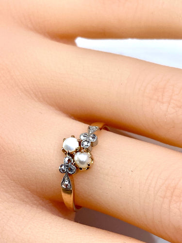 Bague or perles diamants vers 1900