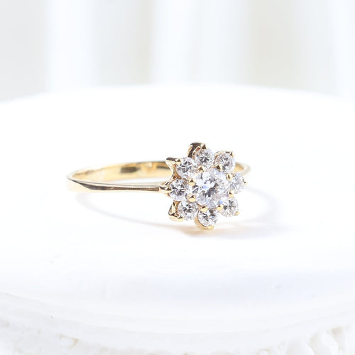 Bague Bague en or jaune 18 carats sertie d'une rosette de diamants 58 Facettes J000002425