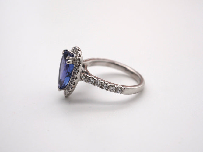 Bague Bague Or Blanc Diamants Tanzanite 58 Facettes