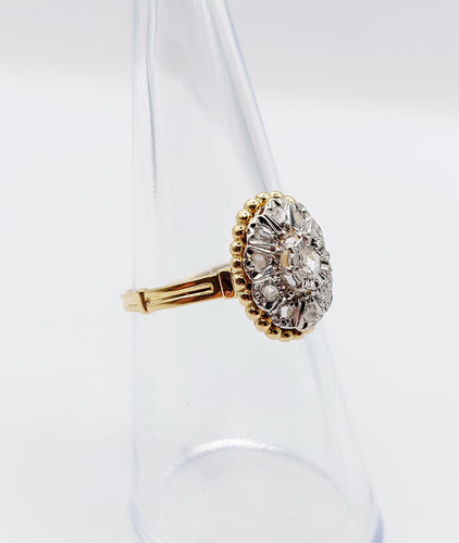 Bague 52 Bague marquise antique or jaune diamant taillés en roses 58 Facettes A05051