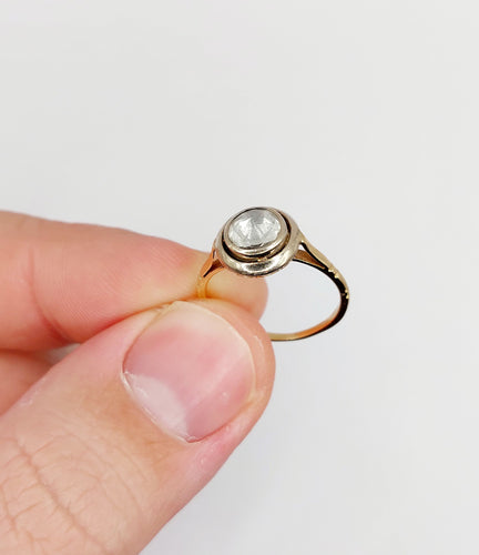 Bague 49 Bague solitaire antique or 14k diamant taille rose de Hollande de 6 mm 58 Facettes A06290