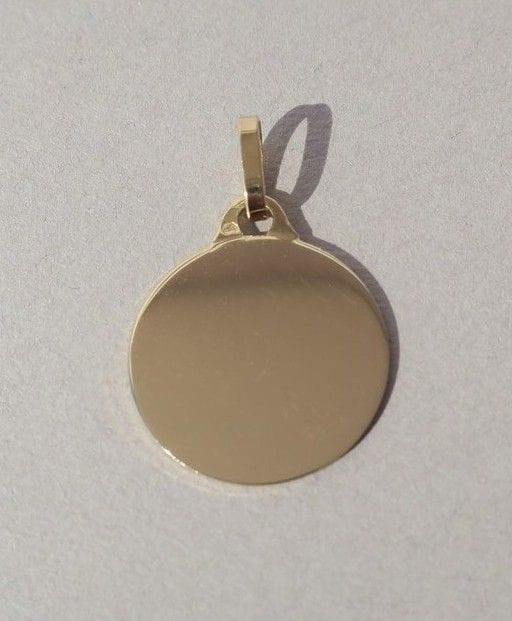 Pendentif médaille rond en or jaune à graver