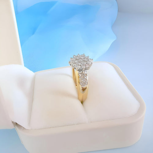 Bague 56.5 Bague fleur contemporaine Diamants Or 2 tons 18K 58 Facettes 1758