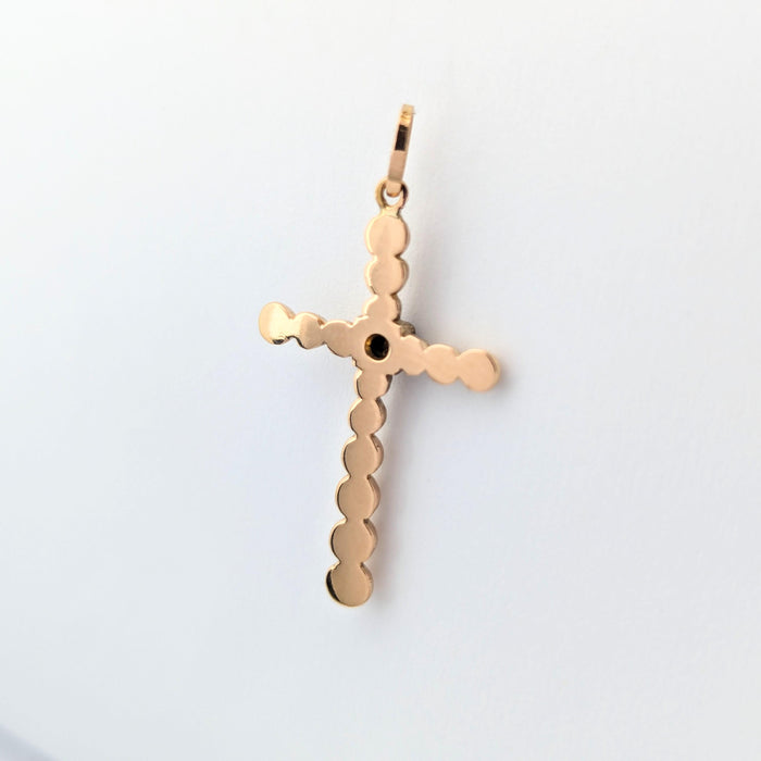 Pendentif croix en or jaune et rubis