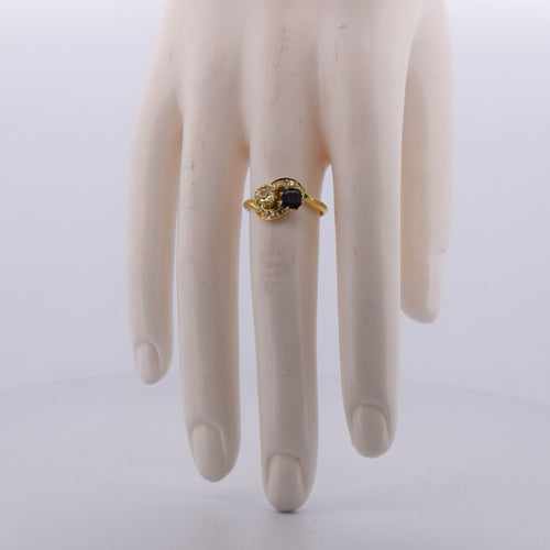 Bague 55 Bague victorienne en or jaune 18 carats, saphir et diamants 58 Facettes AN559