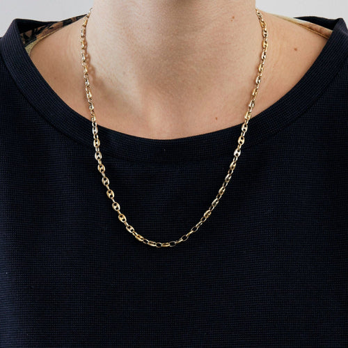 Collier Chaine Grains de café bicolore en or 18K 58 Facettes