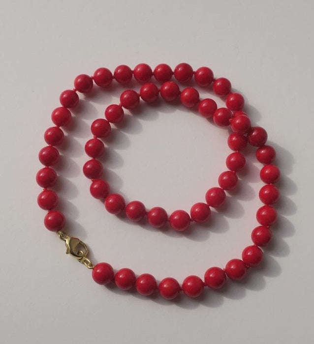 Collier Collier choker corail rouge fermoir or 58 Facettes