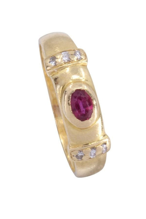 Bague 54 Bague moderne or jaune rubis et diamants 58 Facettes 092231