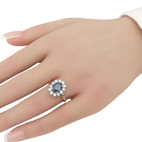 Bague 56 Bague marguerite en or saphir et diamants 58 Facettes