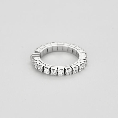 Bague 53 Bague souple en or blanc et diamants 58 Facettes JRW0022-53