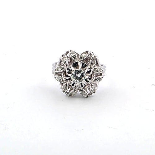 Anello en or blanc 18k et diamants