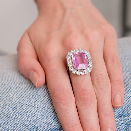 Bague 55 Bague Pompadour Art-Déco Diamants 58 Facettes