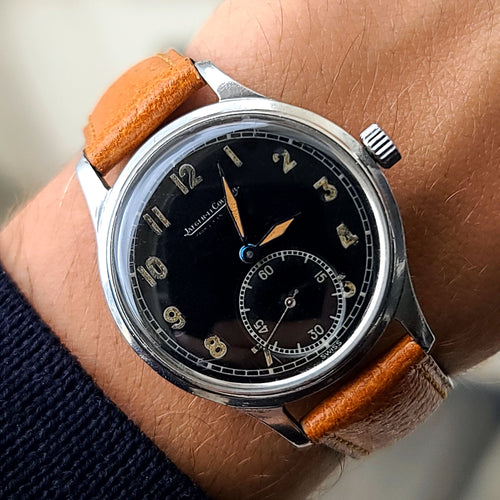 Jaeger-LeCoultre E109 WWII Era 1940 Military Style Officer Small Seconds Vintage Cal 469 WW2 58 Facettes
