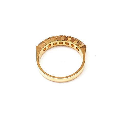 Bague 54 Demi alliance or jaune 7 Diamants 58 Facettes All.Demi.FA.44-J