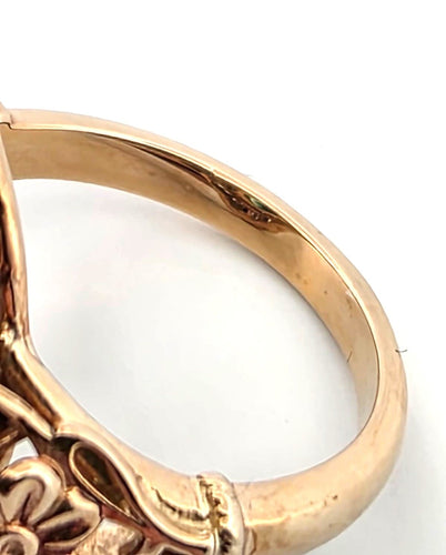 Bague en or jaune bas et argent avec émeraude et diamants