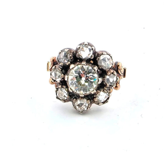Bague 54 Bague victorienne ancienne sertie de diamants de 2,60 carats provenant de vieilles mines 58 Facettes