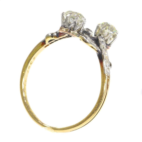 Vintage Belle Epoque diamond toi et moi engagement ring