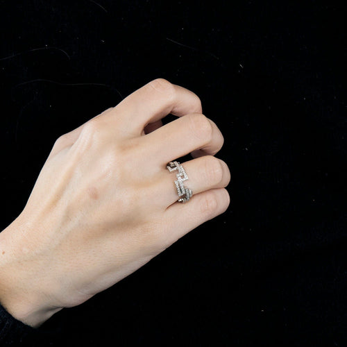 Bague 50 MELLERIO - Graphic - bague or blanc et diamants 58 Facettes J1WG470-DD50