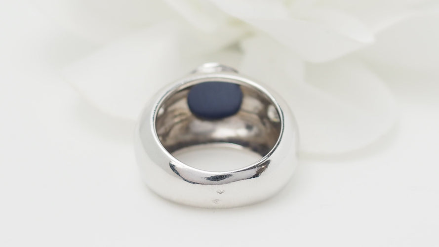 Bague 51.5 Bague jonc en or blanc et saphir étoilé 58 Facettes 32559