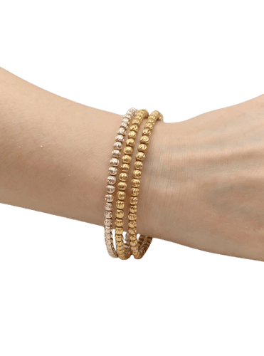 Bracelet Bracelets triple rang de perles en or blanc jaune et rose 18 kt 58 Facettes