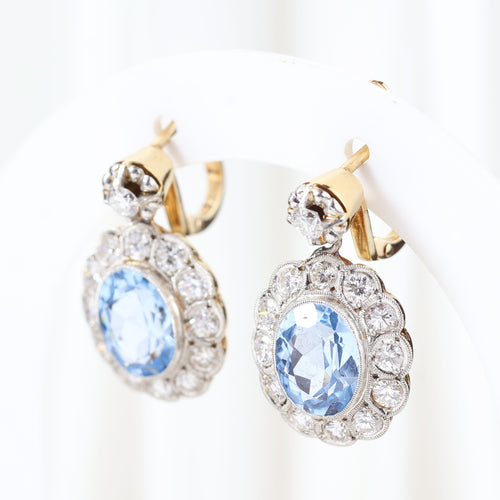 Boucles d'oreilles Boucles d'oreilles vintage ornées de diamants taille brillant et de spinelles 58 Facettes J00003070