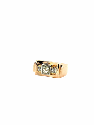 Bague 54 Bague Tank ancienne en or et diamants 58 Facettes