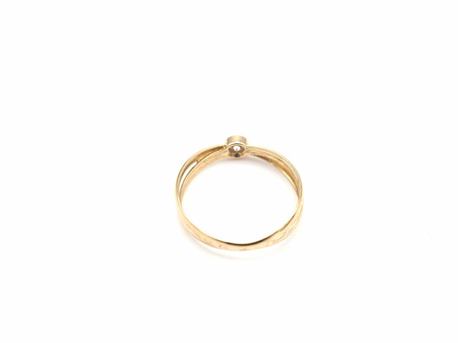 Bague 53.5 Bague double anneau or jaune et diamant 58 Facettes