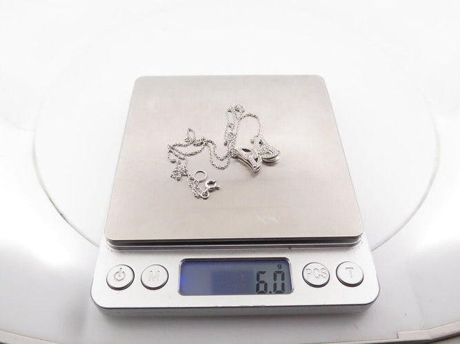 Collier collier pendentif papillon 58 diamants 0.35ct or blanc 18k 6gr 58 Facettes 266988