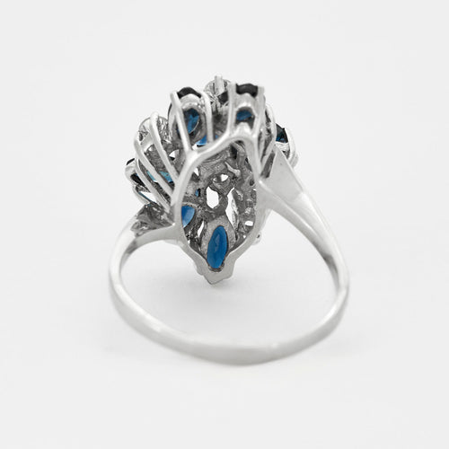 Bague 54 Bague or gris motif grappe, saphirs et diamants 58 Facettes 127027160539