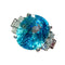 Bague 53 Bague zircon bleu naturel diamants 58 Facettes 7850 A