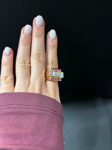 Bague 55 Bague Tank Rubis et Diamants 58 Facettes