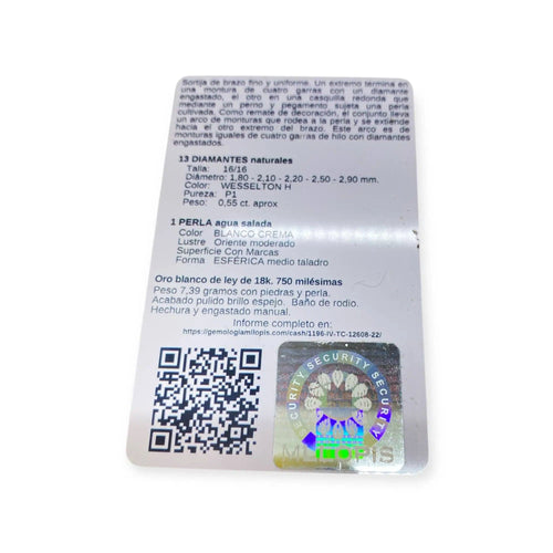 Bague 62 Bague or blanc, perle de culture et diamants 58 Facettes 330082367