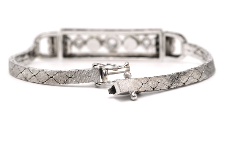 Bracelet Art Déco en or blanc 18k et diamants taille brillant 0,538 ct